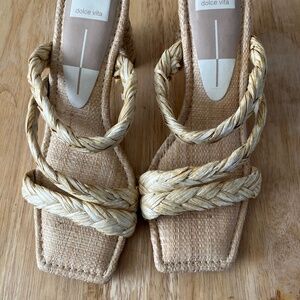 Dolce Vita straw block heel square toe sandals
